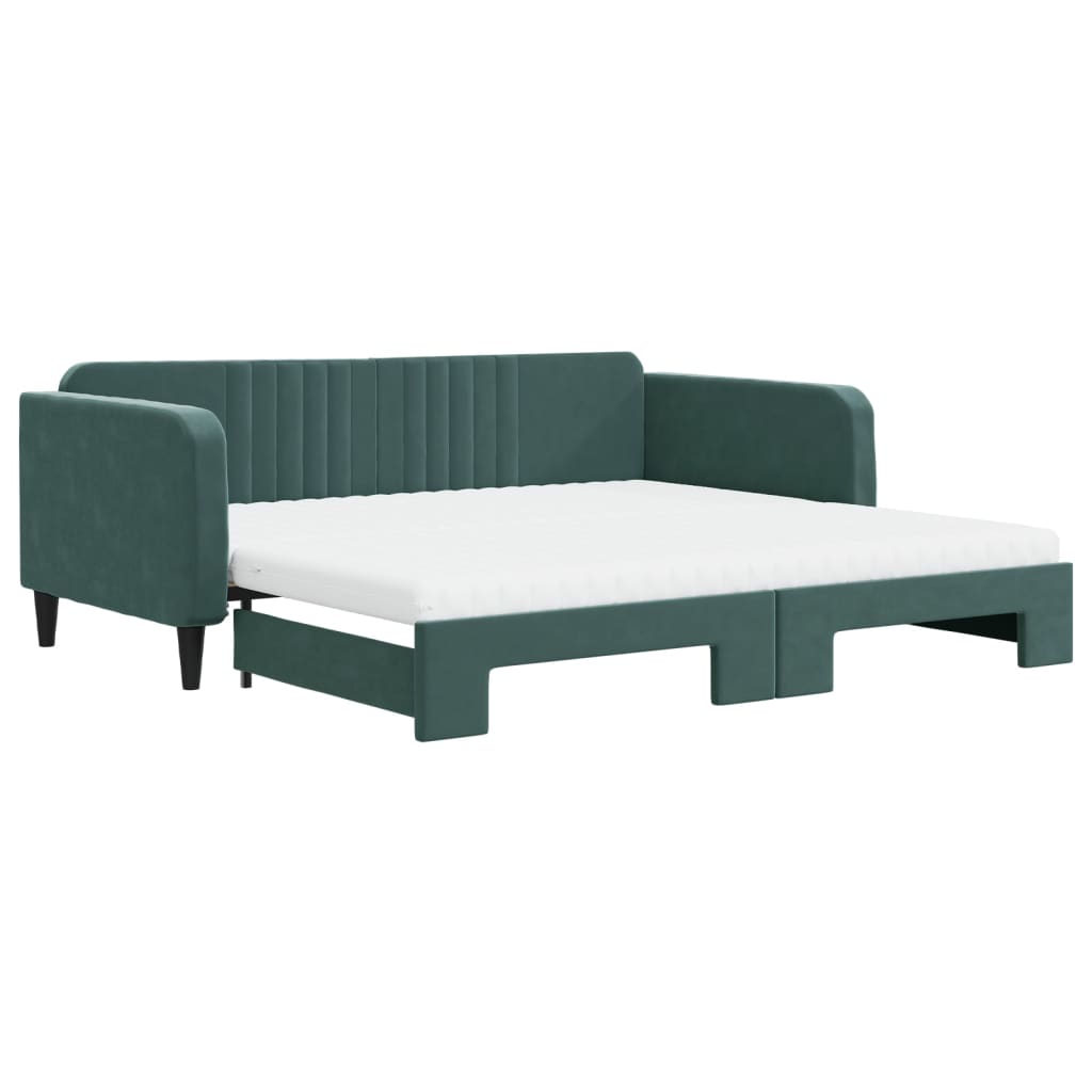 Divano Letto Estraibile Materassi Verde Scuro 100x200 Velluto - homemem39