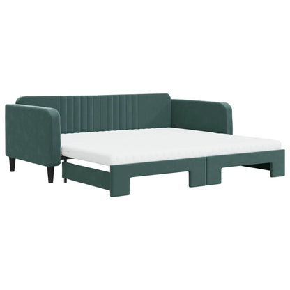 Divano Letto Estraibile Materassi Verde Scuro 100x200 Velluto - homemem39