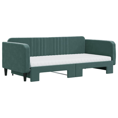 Divano Letto Estraibile Materassi Verde Scuro 100x200 Velluto - homemem39