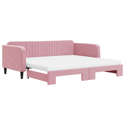 Divano Letto Estraibile con Materassi Rosa 100x200 cm Velluto