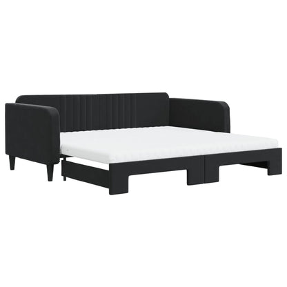Divano Letto Estraibile con Materassi Nero 100x200 cm Velluto - homemem39