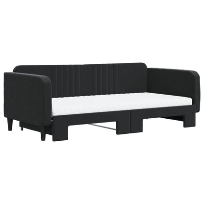 Divano Letto Estraibile con Materassi Nero 100x200 cm Velluto - homemem39