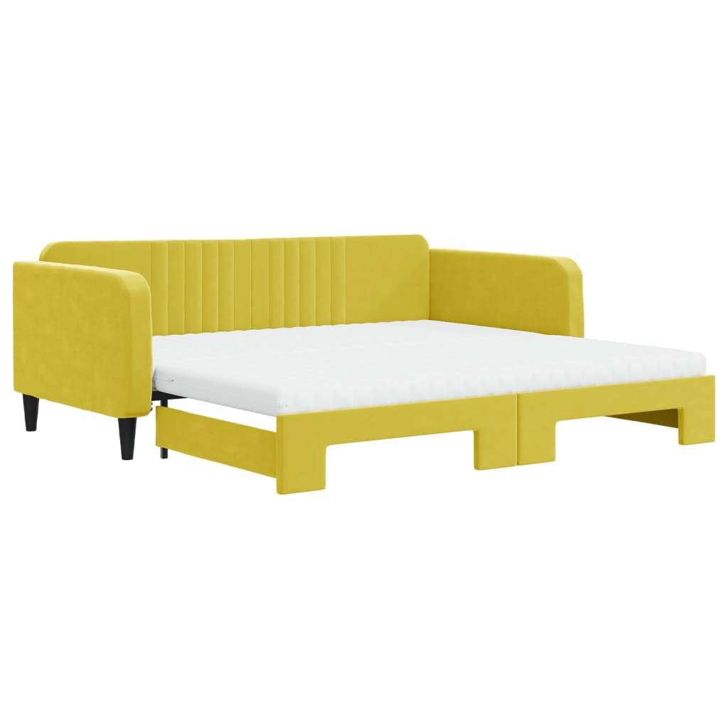 Divano Letto Estraibile con Materassi Giallo 100x200 cm Velluto - homemem39