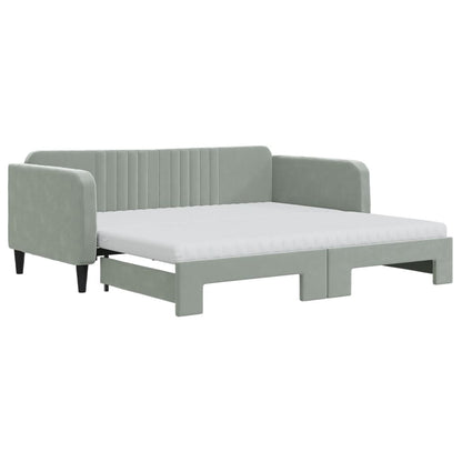 Divano Letto Estraibile Materassi Grigio Chiaro 90x190 Velluto