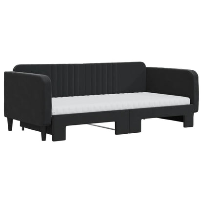 Divano Letto Estraibile con Materassi Nero 90x190 cm Velluto | homemem39