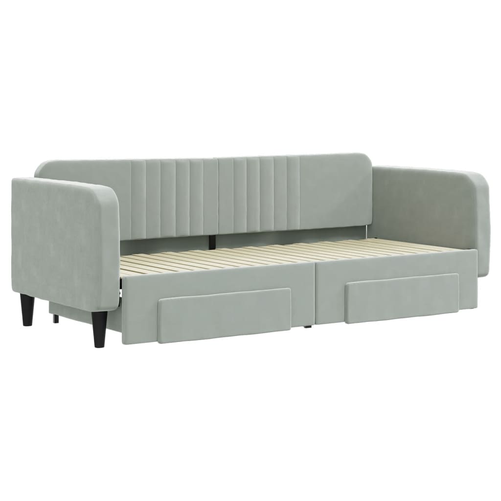 Divano Letto Estraibile Cassetti Grigio Chiaro 80x200cm Velluto - homemem39