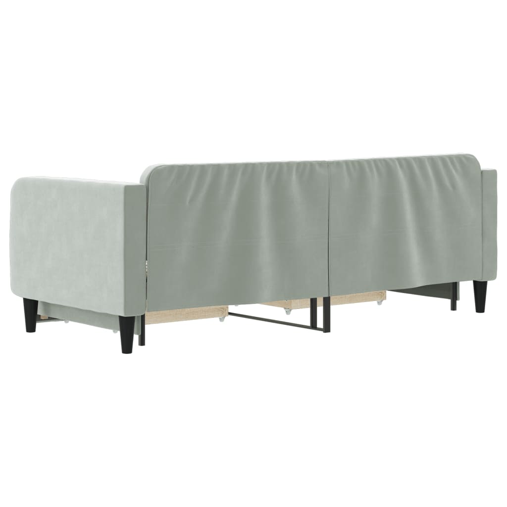 Divano Letto Estraibile Cassetti Grigio Chiaro 80x200cm Velluto - homemem39