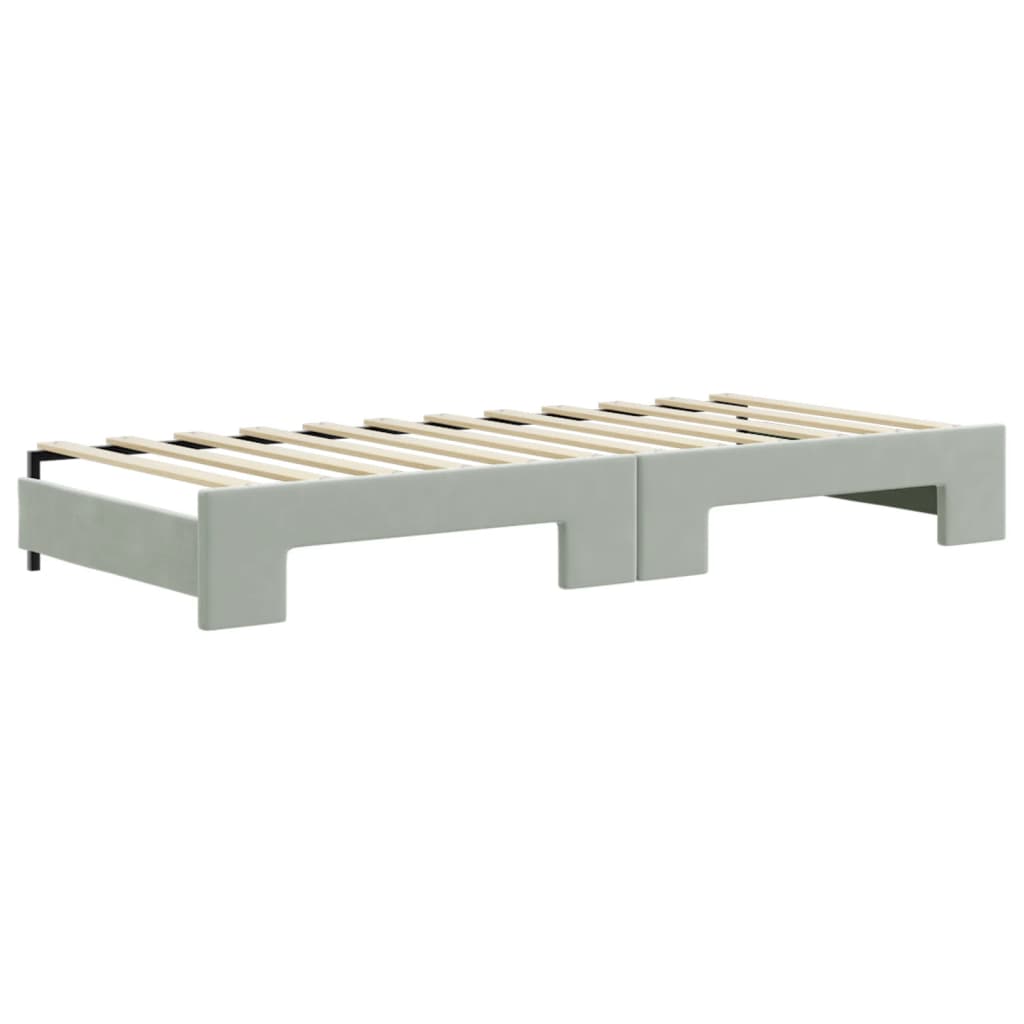 Divano Letto Estraibile Cassetti Grigio Chiaro 80x200cm Velluto - homemem39