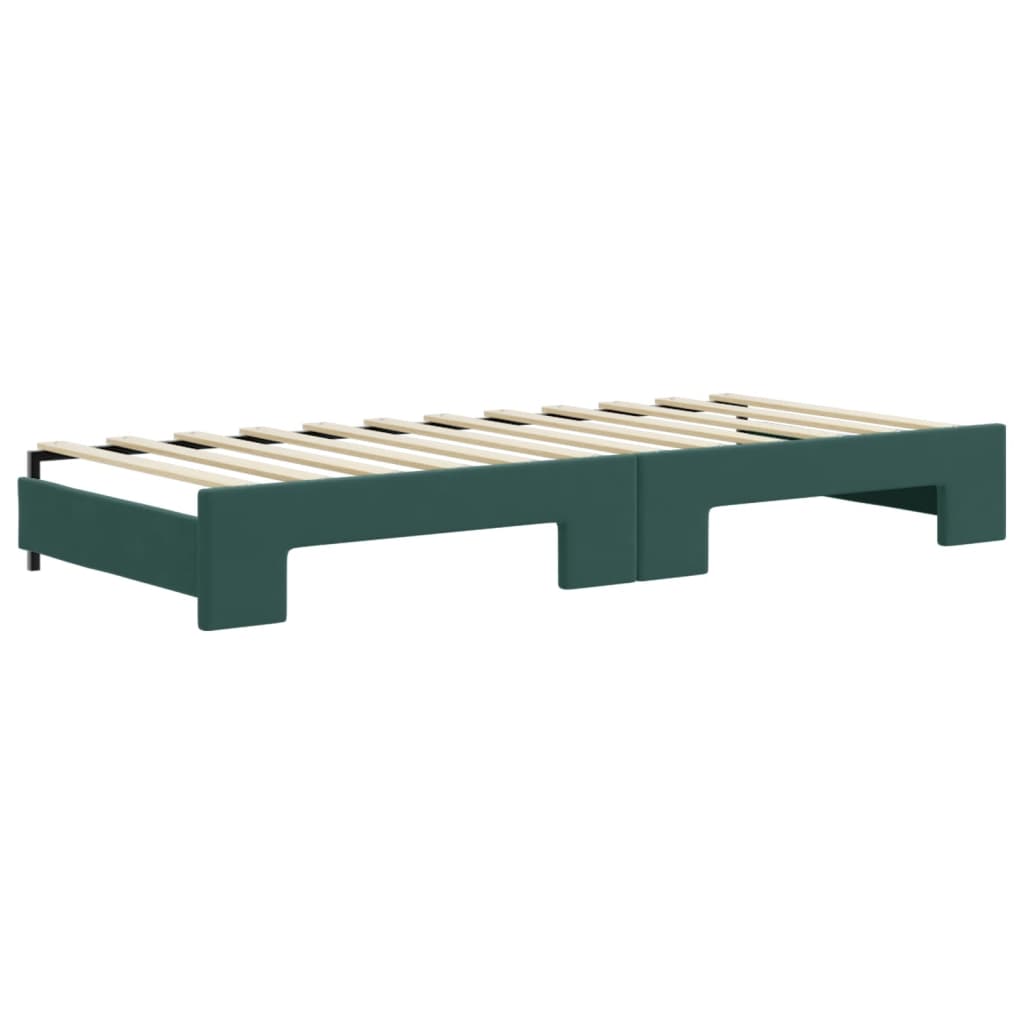Divano Letto Estraibile Cassetti Verde Scuro 80x200cm Velluto - homemem39