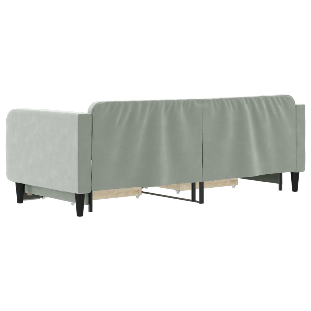 Divano Letto Estraibile Cassetti Grigio Chiaro 90x200cm Velluto - homemem39