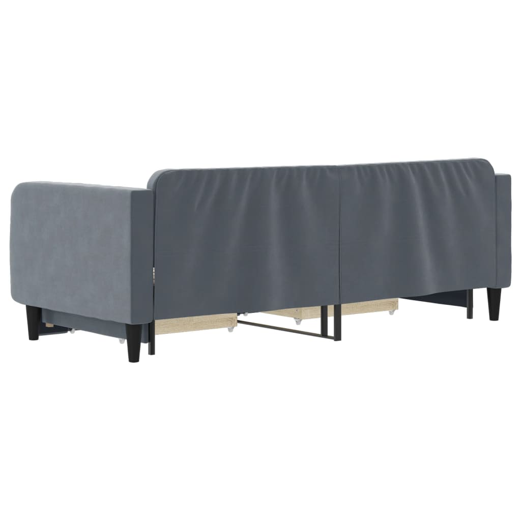 Divano Letto Estraibile Cassetti Grigio Scuro 90x200cm Velluto - homemem39