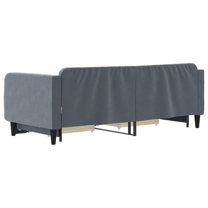 Divano Letto Estraibile Cassetti Grigio Scuro 90x200cm Velluto - homemem39