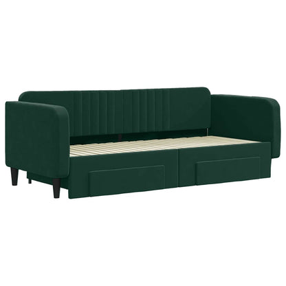 Divano Letto Estraibile Cassetti Verde Scuro 90x200cm Velluto | homemem39