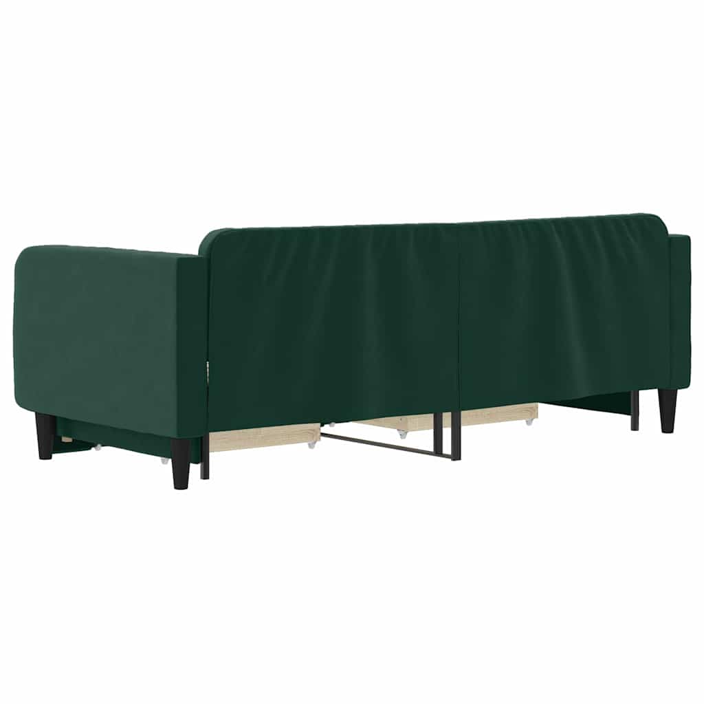 Divano Letto Estraibile Cassetti Verde Scuro 90x200cm Velluto | homemem39
