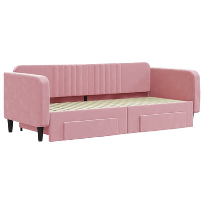 Divano Letto Estraibile con Cassetti Rosa 90x200 cm Velluto - homemem39