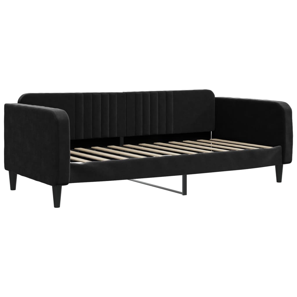 Divano Letto Estraibile con Cassetti Nero 90x200 cm in Velluto - homemem39
