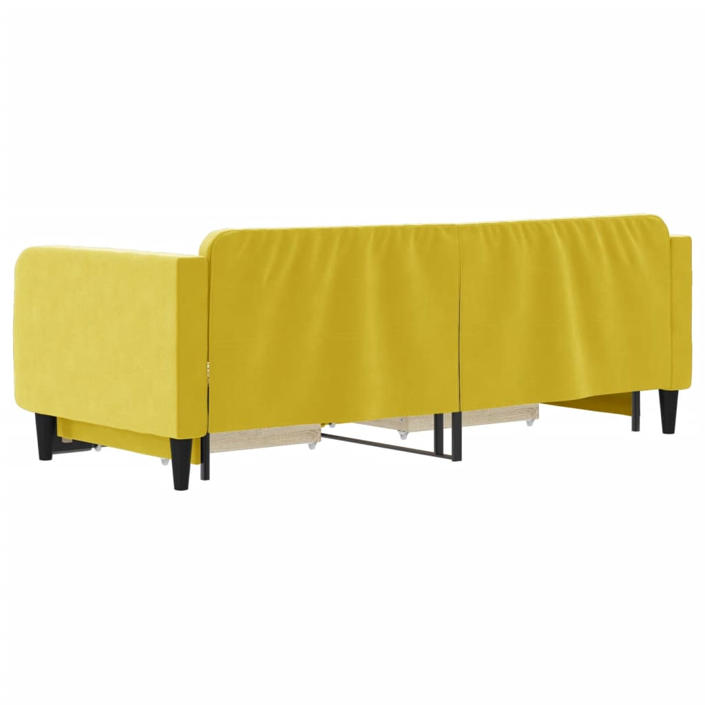 Divano Letto Estraibile con Cassetti Giallo 90x200cm in Velluto - homemem39