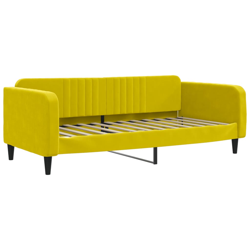 Divano Letto Estraibile con Cassetti Giallo 90x200cm in Velluto - homemem39