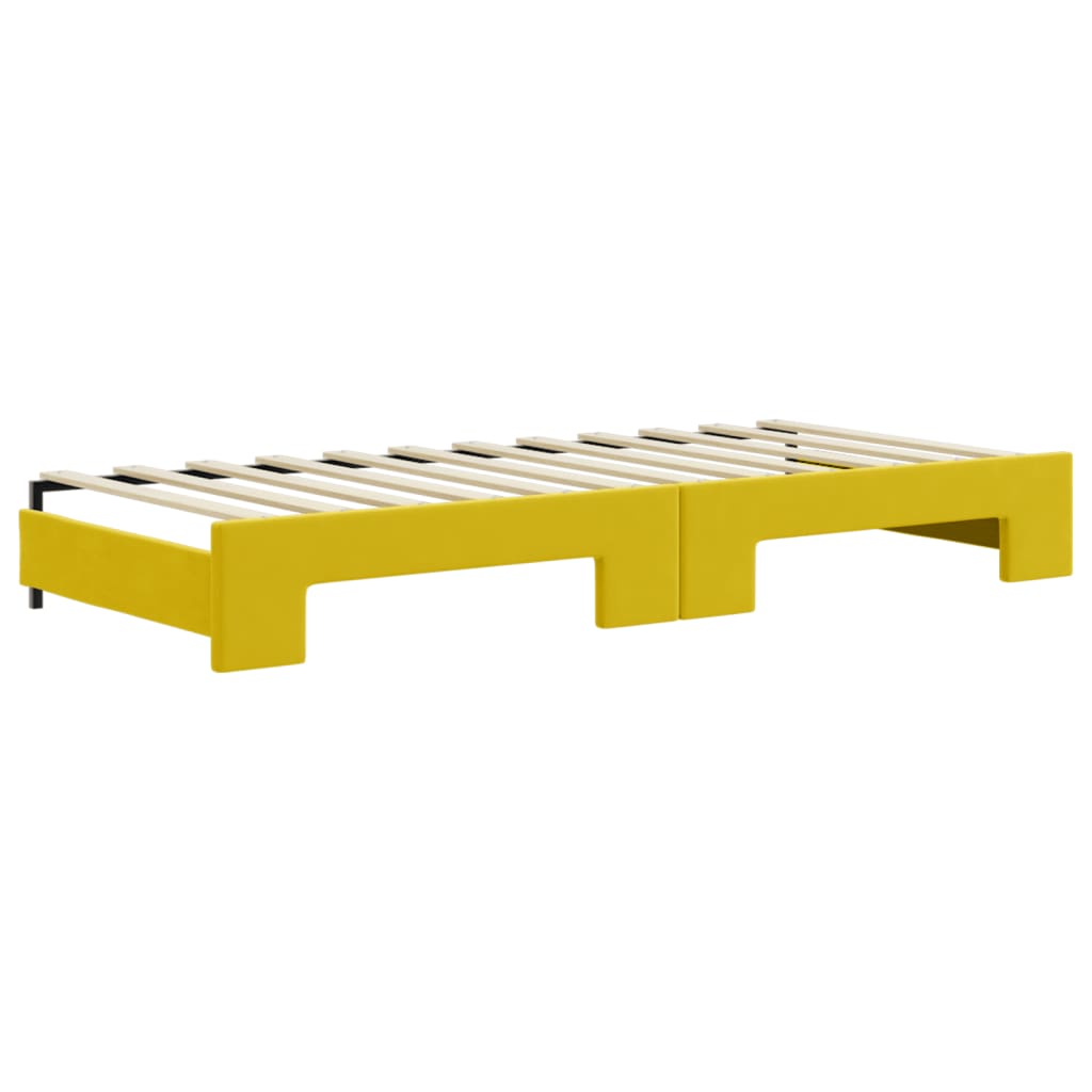 Divano Letto Estraibile con Cassetti Giallo 90x200cm in Velluto - homemem39