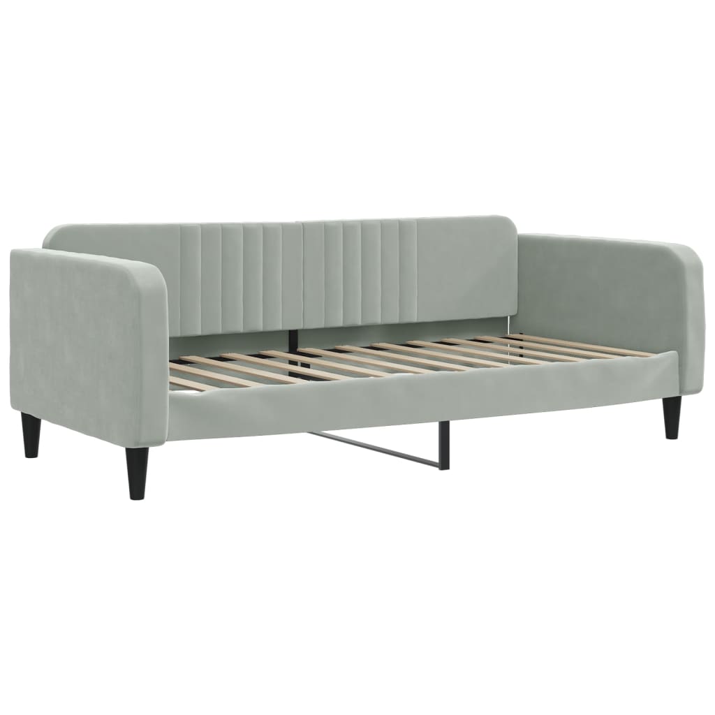 Divano Letto Estraibile Cassetti Grigio Chiaro 100x200 Velluto - homemem39