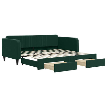 Divano Letto Estraibile Cassetti Verde Scuro 100x200cm Velluto | homemem39