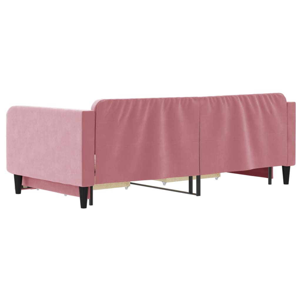 Divano Letto Estraibile con Cassetti Rosa 100x200 cm Velluto