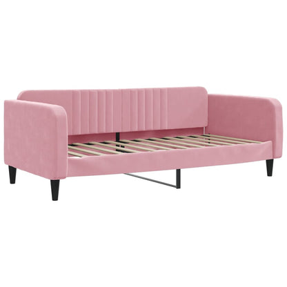 Divano Letto Estraibile con Cassetti Rosa 100x200 cm Velluto