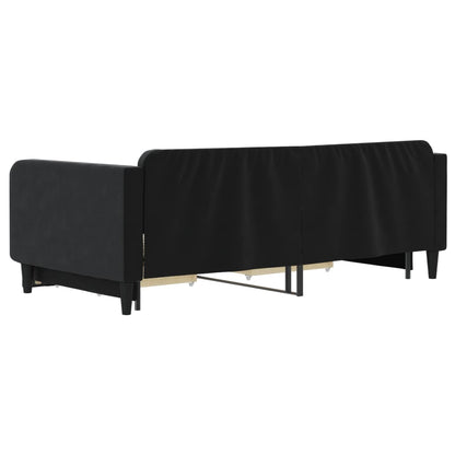 Divano Letto Estraibile con Cassetti Nero 100x200 cm in Velluto - homemem39