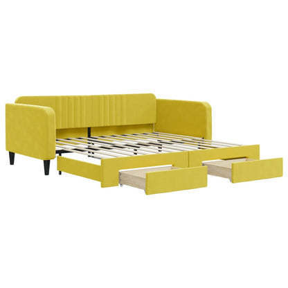 Divano Letto Estraibile con Cassetti Giallo 100x200cm Velluto - homemem39