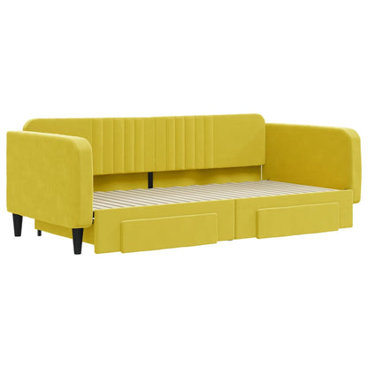 Divano Letto Estraibile con Cassetti Giallo 100x200cm Velluto - homemem39