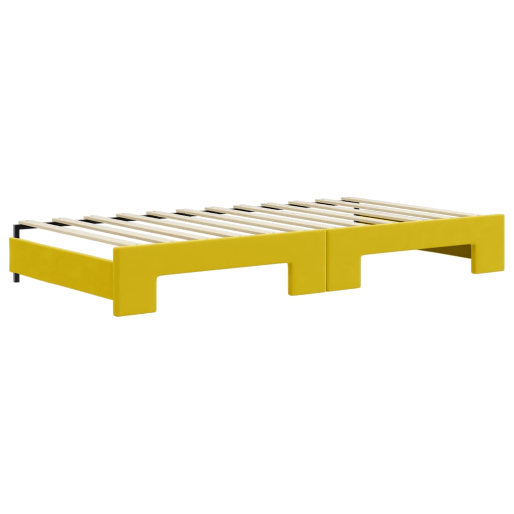 Divano Letto Estraibile con Cassetti Giallo 100x200cm Velluto - homemem39