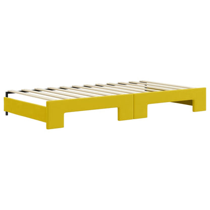 Divano Letto Estraibile con Cassetti Giallo 100x200cm Velluto - homemem39