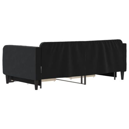 Divano Letto Estraibile con Cassetti Nero 90x190 cm in Velluto - homemem39