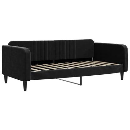 Divano Letto Estraibile con Cassetti Nero 90x190 cm in Velluto - homemem39
