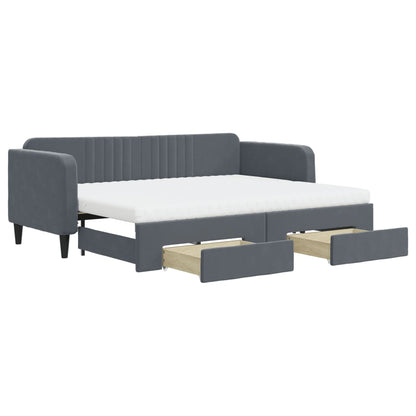 Divano Letto Estraibile Cassetti Grigio Scuro 80x200cm Velluto - homemem39