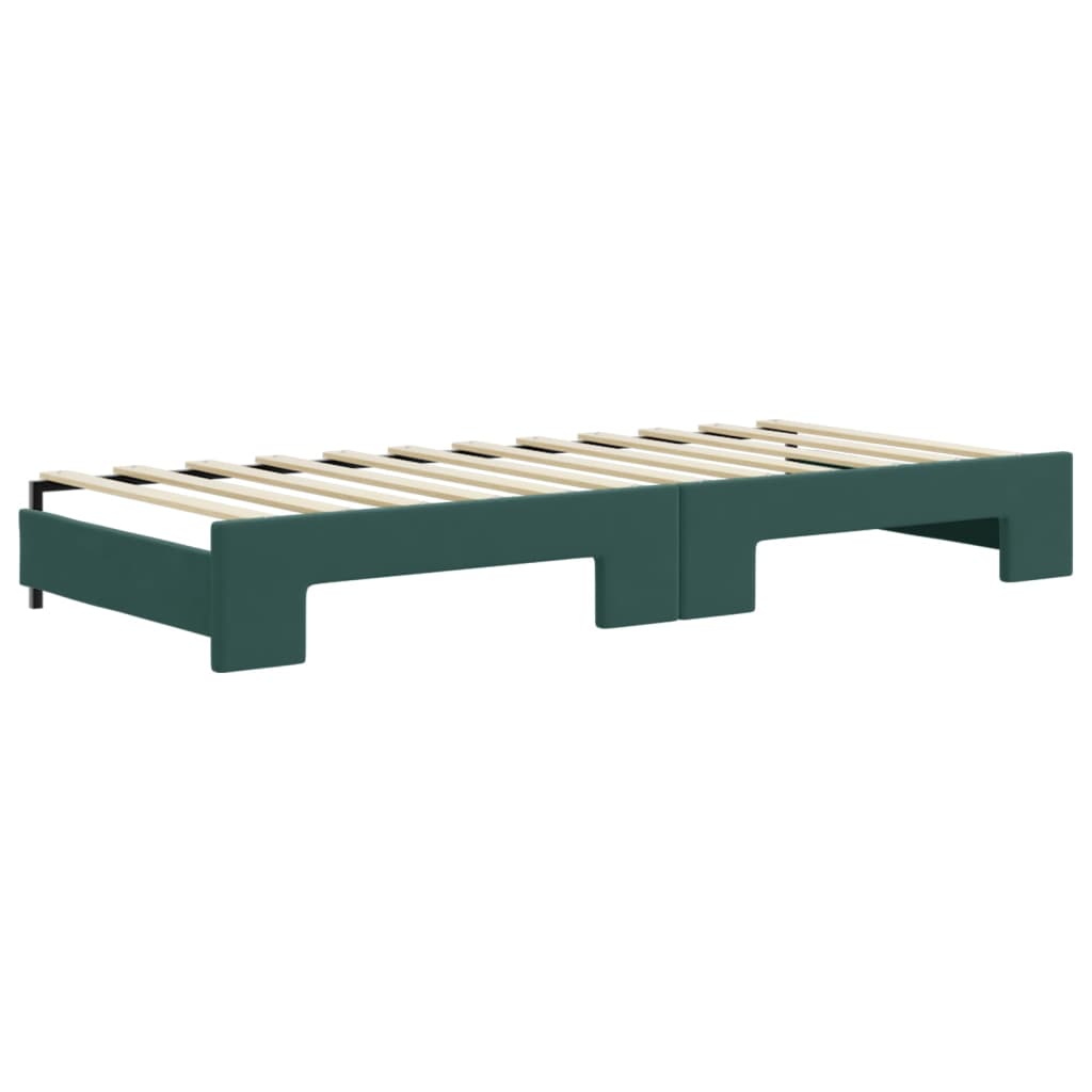 Divano Letto Estraibile Cassetti Verde Scuro 80x200cm Velluto