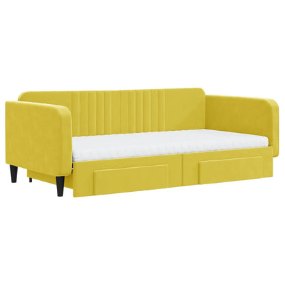Divano Letto Estraibile con Cassetti Giallo 100x200cm Velluto - homemem39
