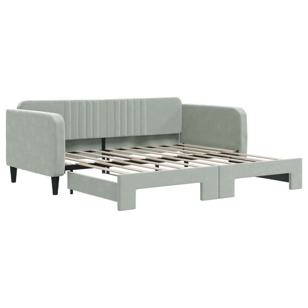 Divano Letto Letto Estraibile Grigio Chiaro 100x190 cm Velluto | homemem39