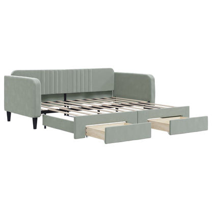 Divano Letto Estraibile Cassetti Grigio Chiaro 100x190 Velluto | homemem39
