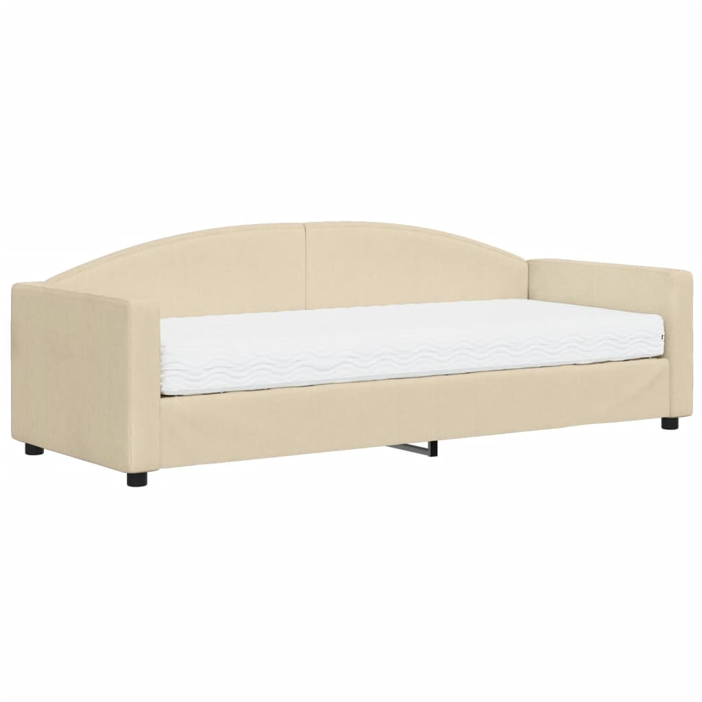 Divano Letto con Materasso Crema 80x200 cm in Tessuto - homemem39