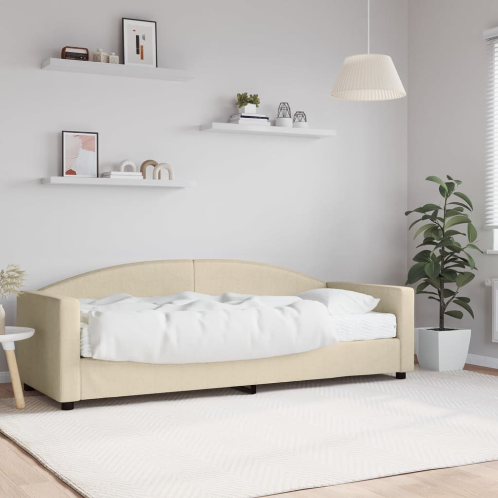 Divano Letto con Materasso Crema 80x200 cm in Tessuto - homemem39
