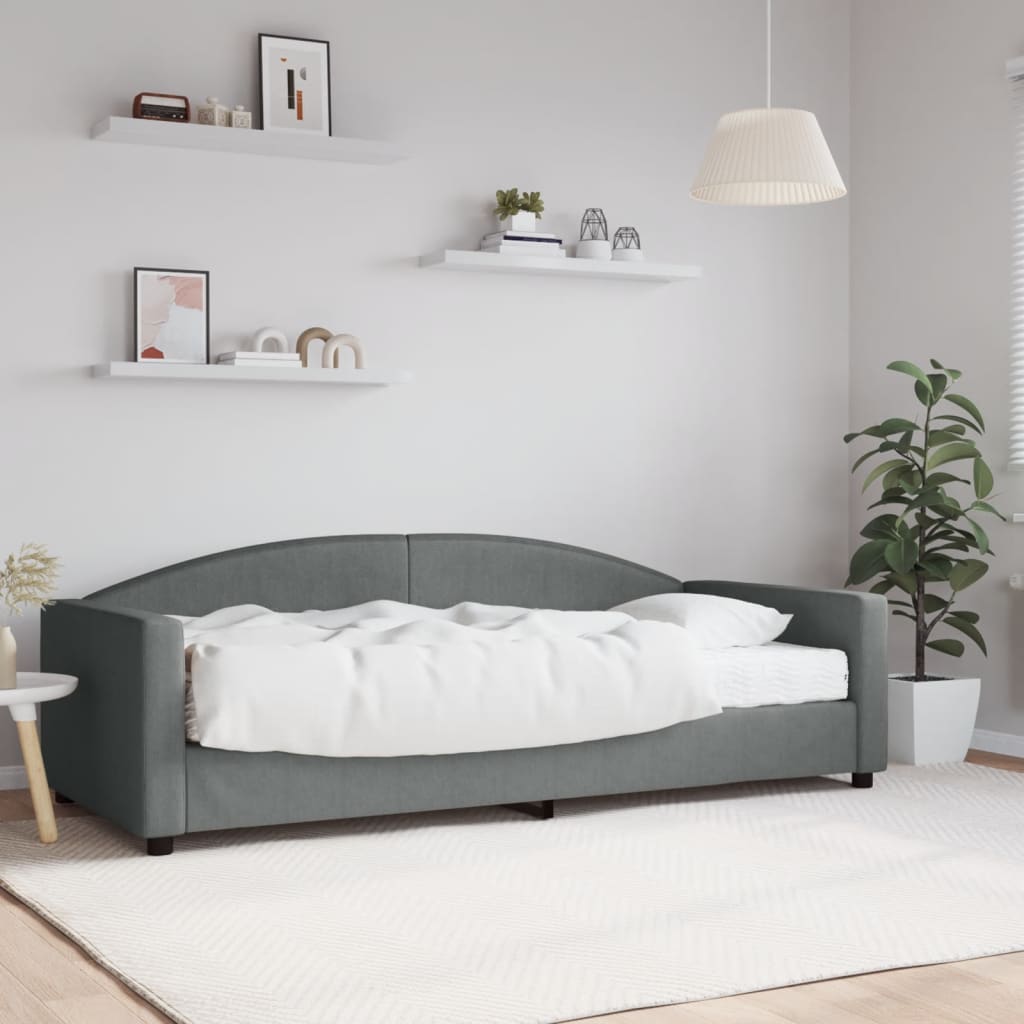 Divano Letto con Materasso Grigio Scuro 90x200 cm in Tessuto - homemem39