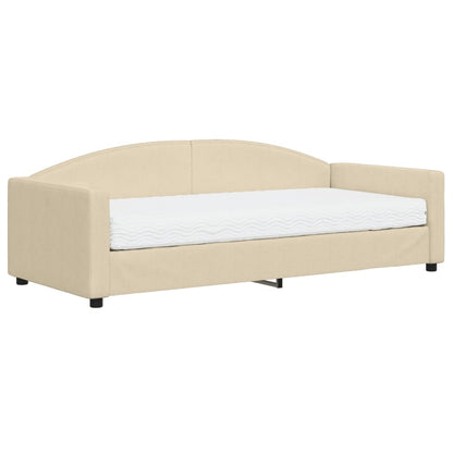 Divano Letto con Materasso Crema 90x200 cm in Tessuto - homemem39