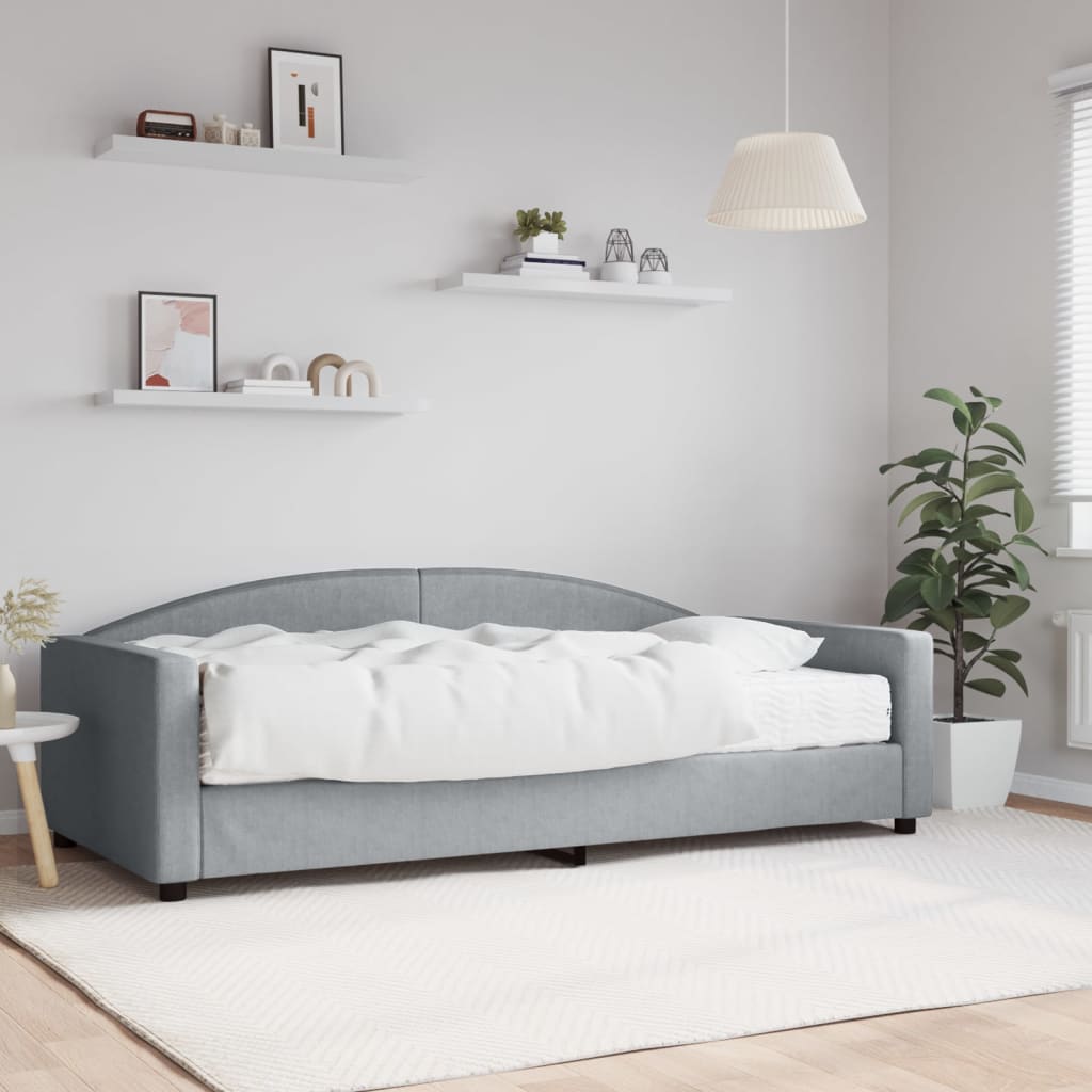 Divano Letto con Materasso Grigio Chiaro 100x200 cm in Tessuto - homemem39
