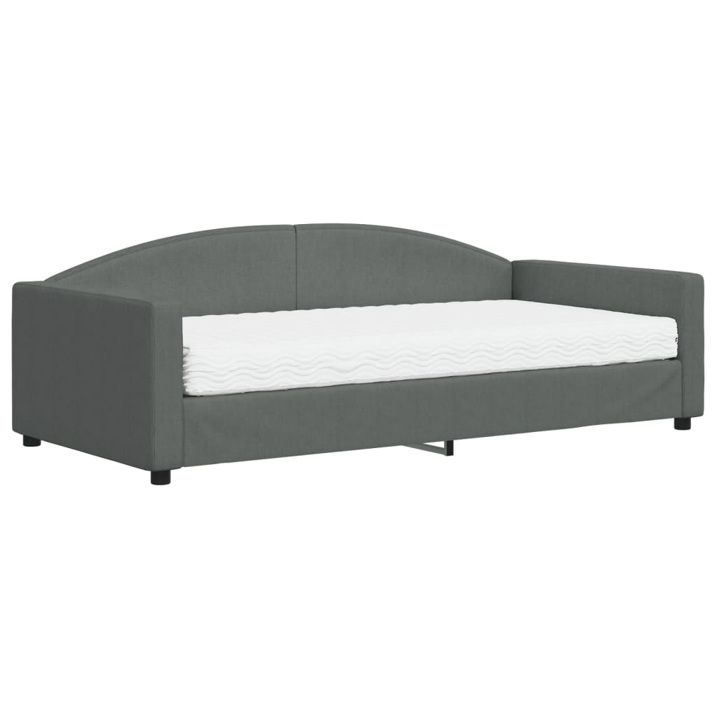 Divano Letto con Materasso Grigio Scuro 100x200 cm in Tessuto - homemem39