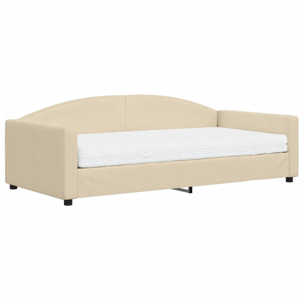 Divano Letto con Materasso Crema 100x200 cm in Tessuto - homemem39