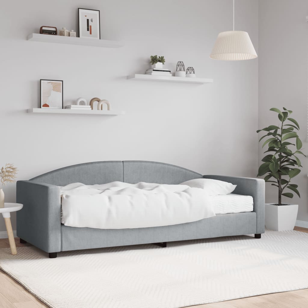 Divano Letto con Materasso Grigio Chiaro 90x190 cm in Tessuto - homemem39