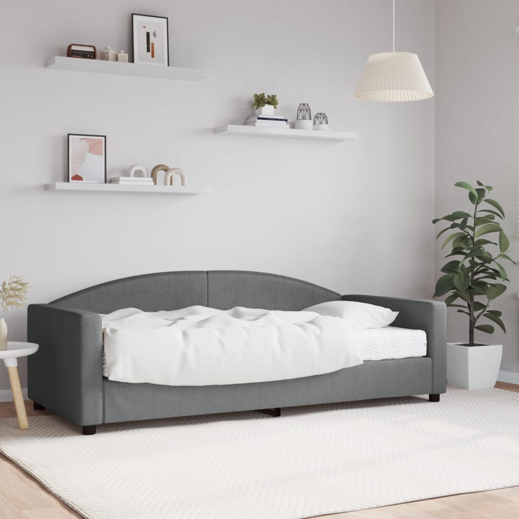 Divano Letto con Materasso Grigio Scuro 90x190 cm in Tessuto - homemem39