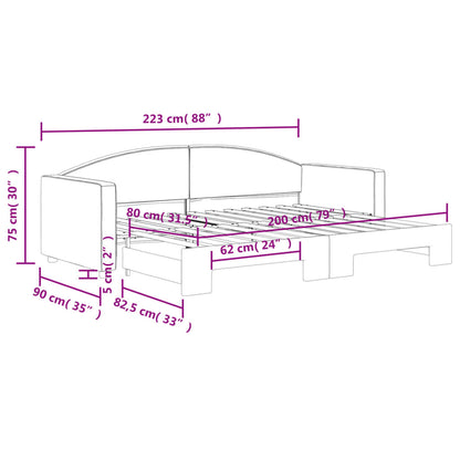 Divano Letto con Letto Estraibile Grigio Chiaro 80x200 Tessuto