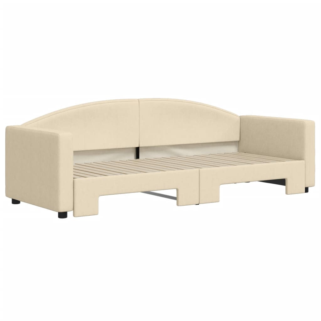 Divano Letto con Letto Estraibile Crema 80x200 cm Tessuto - homemem39